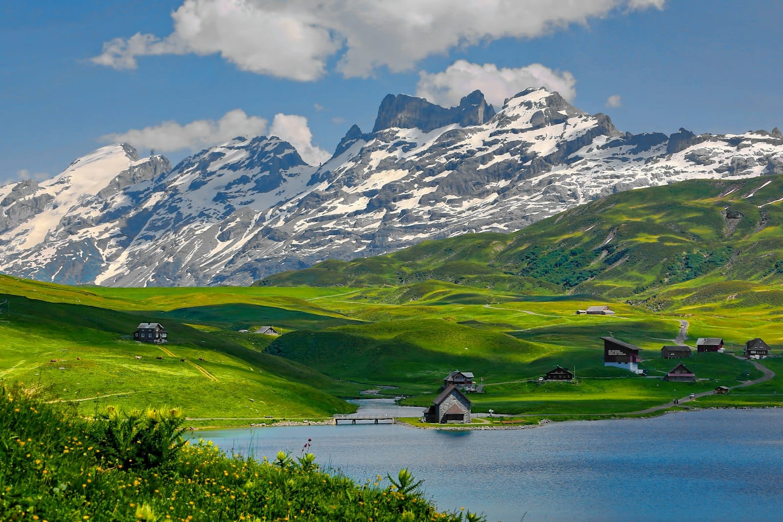 Schweizer Landschaft mit Bergen und See